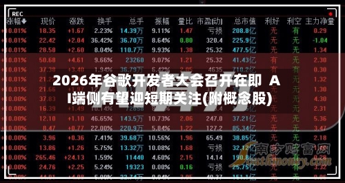 2026年谷歌开发者大会召开在即  AI端侧有望迎短期关注(附概念股)